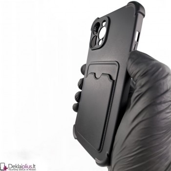 Anti-Shock dėklas su kišenėle - juodas (Apple Iphone 13 Pro Max)